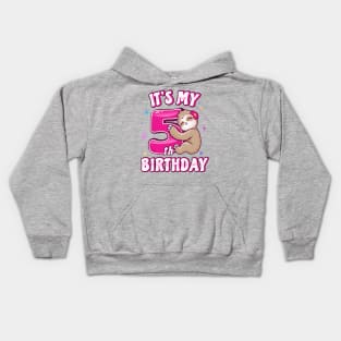 Its My 5th Birthday Girls Sloth Kids Hoodie